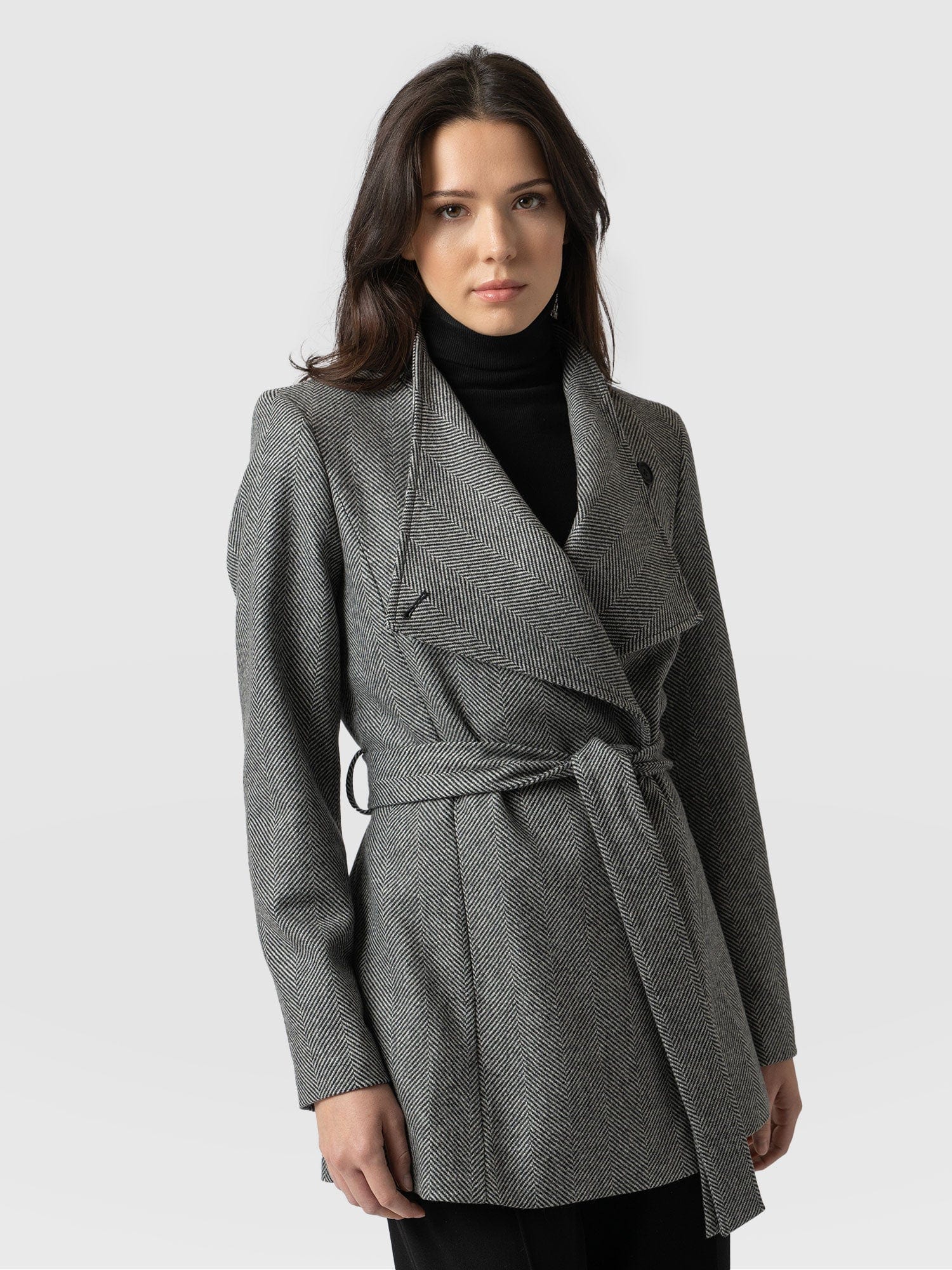 Sienna Wrap Coat Chevron - Women's Wool Coats | Saint + Sofia® UK