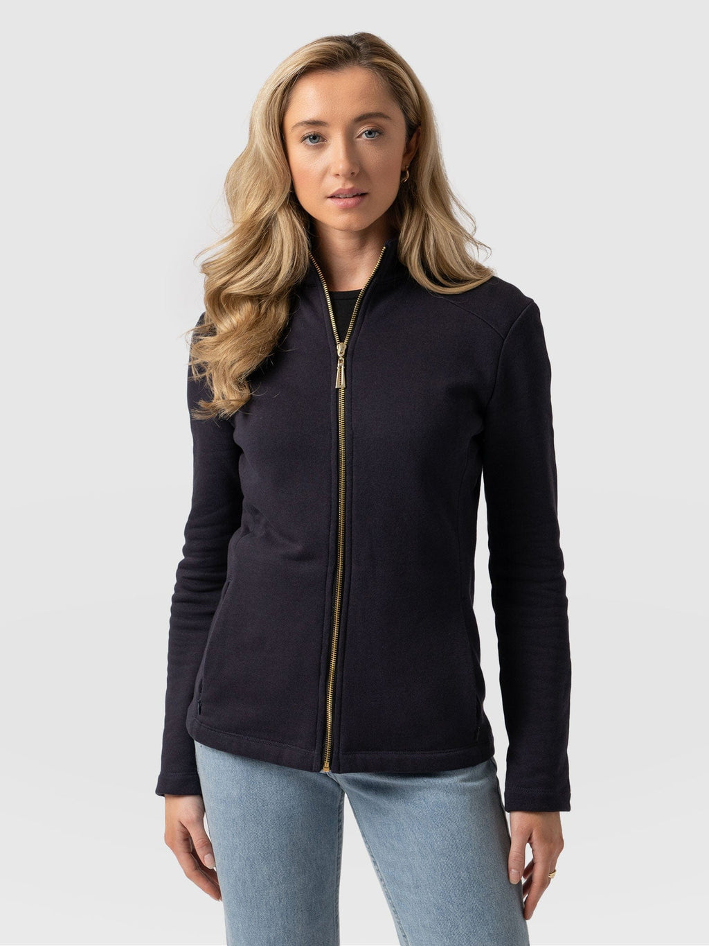 Women's Navy Boucle Logo Sustainable Sweatshirt, Soho