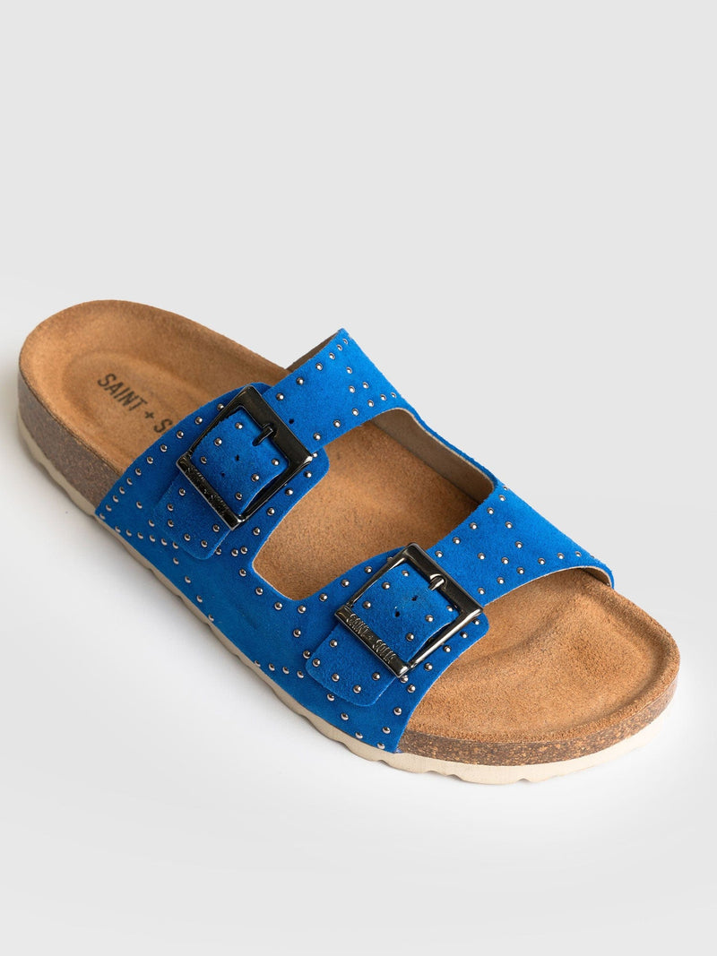 Studded Sutton Slides - Blue