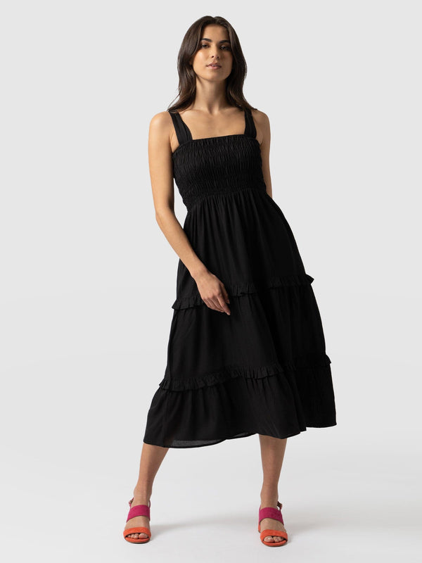 Suzi Shirring Dress - Black