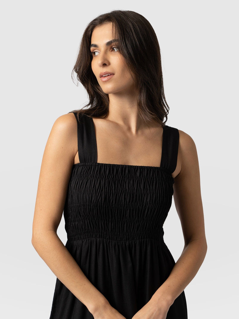 Suzi Shirring Dress - Black