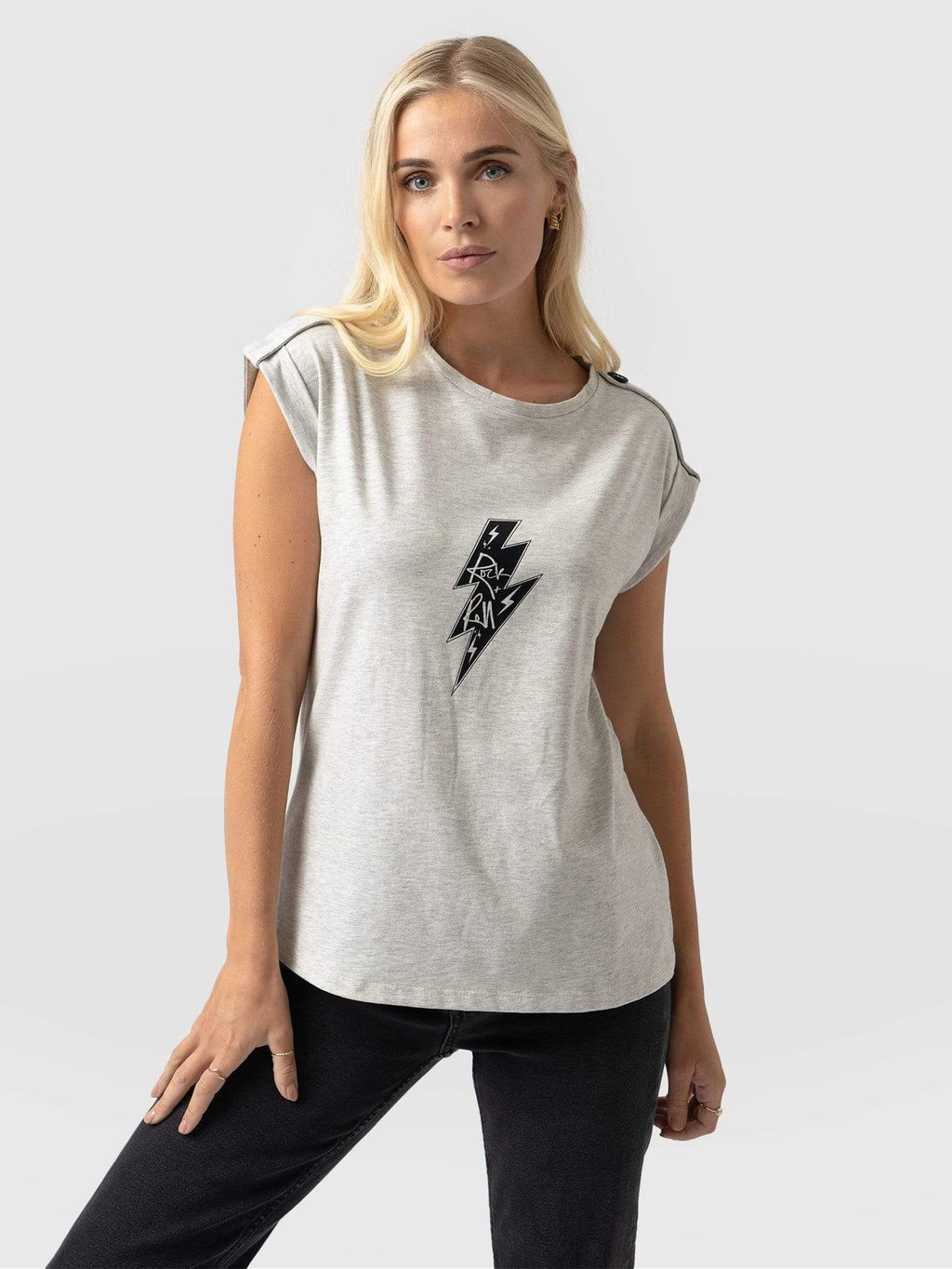 Turn-Up Tee Grey Rock - Women's T-Shirts | Saint Sofia® UK