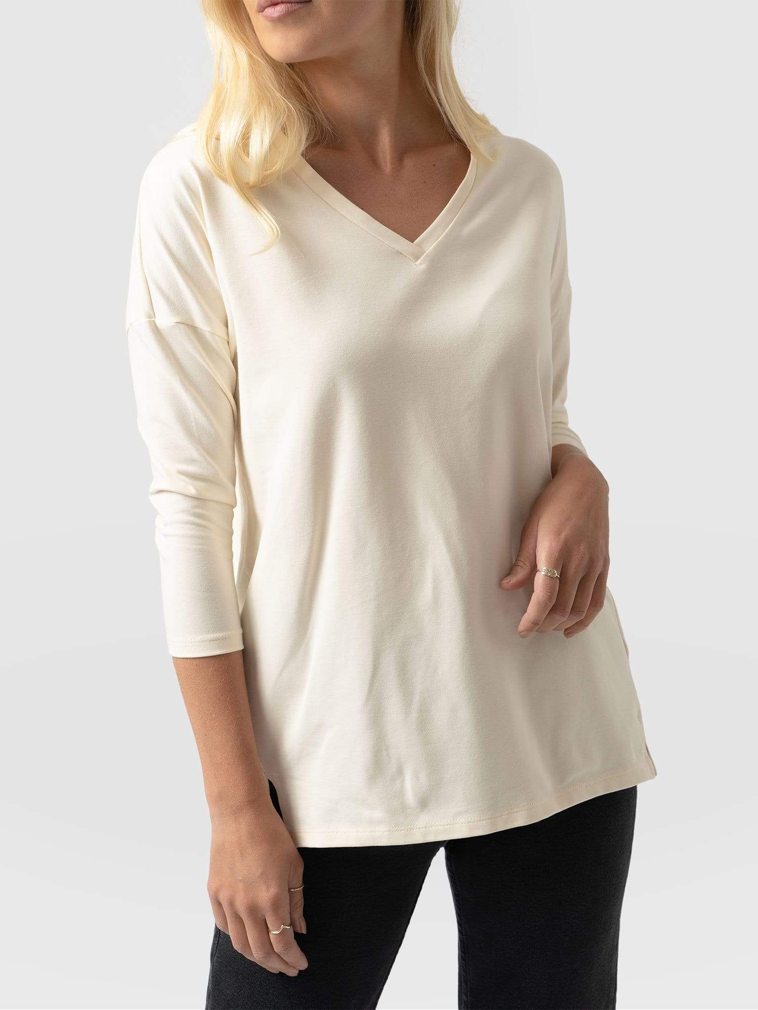 Long sleeve v shop neck tee women's